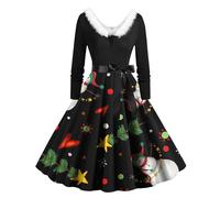 HELLORSOON Christmas Dresses For Women, Xmas Dresses For Women UK Women'S Christmas Snowflakes Xmas Elf Plus Size Santa Dress Ladies Ride On Costume Mrs Santa Claus Costume