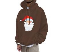 HELLORSOON French Sweatshirt Men 3D Graphic Fleece Sweatshirts Pullover Novelty Cool Funny Hoody Hooded With Pockets Glitter Foam Star (Coffee, M)