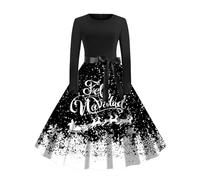 HELLORSOON Ladies Christmas Dress, Long Black Skirt Christmas Dresses For Women UK Plus Size Evening Red Dress Ladies Xmas Dresses Adult Costume Mrs Santa Claus Costume