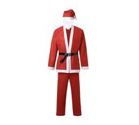 HELLORSOON Mens Santa Claus Costume Suit,7Pcs Father Christmas Cosplay Suit Fancy Dress Outfit Jacket, Trousers, Hat, Wig, Beard, Eyebrows