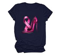 HELLORSOON October Pink Breast Cancer Awareness T-Shirt, This is My Cancer Fighting Shirt T-Shirt Pink Ribbon Bra Shirt Survivor Tops Ladies Bright Tshirt T Shirts for Women Funny Treatment Gift