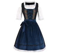 HELLORSOON Oktoberfest Costume Womens, Maid Uniform Suit Fancy Dress Outfit Adult Costumes Women Beer Leader Costume Halloween Outfits Midi Dirndl Set Women'S Festive Wedding