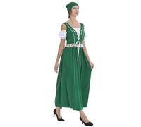 HELLORSOON Oktoberfest Maid Outfit, Fancy Dress Costumes Women'S Halloween Costume Beer Leader Costume French Maid Outfits for Women Midi Dirndl Set Cosplay Clothes Set