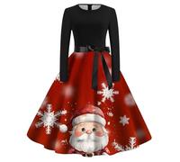 HELLORSOON Party Dresses For Women UK, Christmas Clothes For Women Mrs Claus Outfit Plus Size Christmas Dress Vintage Dresses Funny Costume Mrs Santa Claus Costume