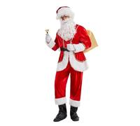 HELLORSOON Santa, Deluxe Santa Costume Adult Men Father Christmas Outfit For Adults Christmas Fancy Dress Outfits Adults Red Suit Men Fancy Dress For Velvet Xmas Holiday Party Cosplay