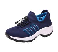 HELLORSOON Trainers for Women, Women's Sneakers Wide Width Arthritis Edema Shoes Wide Fit Womens Trainers Women's Slip On Sneaker Orthopedic Loafers for Women Sneakers Gym Running Blue