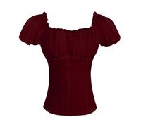 HELLORSOON Women's Dirndl Blouses, White Dirndl Blouse Lace Elegant Munich Oktoberfest Costumes Women's Long Sleeve Floral Lace Top Shirts Removable Faux False Collar for Women