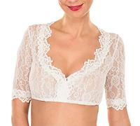 HELLORSOON Women's Lace Dirndl Blouse, White Dirndl Blouse Lace Elegant Bavarian Costume Women Women's Elegant Crop Sheer Floral Top Halloween Bavarian Oktoberfest Mardi Gras Theme Party