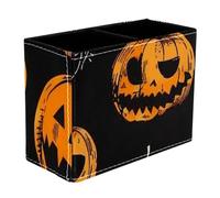 Helloween 3 Dual-Compartment Pen Pouch - 2-Layer Sort-It Case, Hand-Washable Canvas, Sturdy Upright Walls, Mini Desk Caddy for Pens, Tools, Accessories