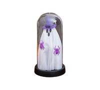 Helloween Decoration Halloween Decorations Indoor, Light Up in Glass Cloche Halloween Indoor Night Light Cute with for Home Kitchen Mantel Tabletop Party Decorations Metal (C, 21. 5cm)