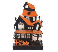 Helloween Decoration Halloween Indoor Decorations Halloween Décor: Glowing Wooden Props & Ghostly Party Accessories for A Spine Atmosphere Garden Gnome Statue Decoration (Orange, 27X17X5CM)