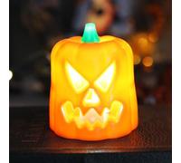 Helloween Decoration Halloween Pumpkin Electronic Candle Decoration Prop Portable Candlestick Night Light Festival Atmosphere Ornament Bust Max (B, 6. 5x5. 5x5. 5cm)