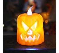 Helloween Decoration Halloween Pumpkin Electronic Candle Decoration Prop Portable Candlestick Night Light Festival Atmosphere Ornament Bust Max (C, 7x5. 5x5. 5cm)
