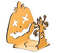Helloween Decoration Handmade Wooden Ghostly Pumpkin Glow Home De Cor Halloween SIL Houette Decorations Ghos T Candle Holder Sp Ooky Shadow Caster for Halloween Shadow Tea Light Statue (H, One Size)