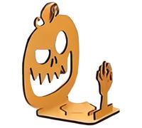 Helloween Decoration Handmade Wooden Ghostly Pumpkin Glow Home De Cor Halloween SIL Houette Decorations Ghos T Candle Holder Sp Ooky Shadow Caster for Halloween Shadow Tea Light Statue (B, One Size)