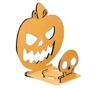 Helloween Decoration Handmade Wooden Ghostly Pumpkin Glow Home De Cor Halloween SIL Houette Decorations Ghos T Candle Holder Sp Ooky Shadow Caster for Halloween Shadow Tea Light Statue (F, One Size)