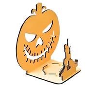 Helloween Decoration Handmade Wooden Ghostly Pumpkin Glow Home De Cor Halloween SIL Houette Decorations Ghos T Candle Holder Sp Ooky Shadow Caster for Halloween Shadow Tea Light Statue (I, One Size)