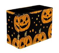 Helloween Pumpkings 2 Dual-Compartment Pen Pouch - 2-Layer Sort-It Case, Hand-Washable Canvas, Sturdy Upright Walls, Mini Desk Caddy for Pens, Tools, Accessories