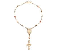 HELLOWIN Gold Plated Beads Catholic Guadalupe Car Rearview Mirror Rosary Hanging Charm Chain for Women with Gift Box (Hollow beads, Guadalupe)