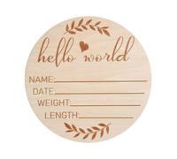HelloWorld Baby Sign - Newb0rn Welcome Sign for Hospital, 5.9 Inch Round Wooden Baby Nursery Name Signs, Baby Birth New Parents Baby Showers Welcome Baby Sign for Hospital Photo Prop
