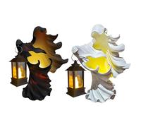 Hell's Messenger with Lantern Statue | 20cm Resin Halloween Ghost Garden Ornaments | Horror Witch Statues with Lights Halloween Decor | Hell Messenger Figurines Halloween Decorations