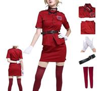 Hellsing Seras Victoria Cosplay Costume Red Uniform Suit Seras Cosplay Skirt Halloween Set (Red, XX-Large)