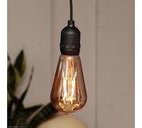 hellum 150407 Hanging Lamp with Battery and Remote Control Outdoor, ST64 Diameter 6.4 x 13.8 cm, Golden Bulb, Dimmable Retro Hanging Lamp Outdoor with Battery (4 x AA Not Included)