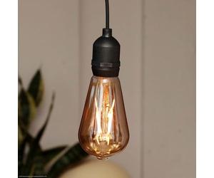 hellum 150407 Hanging Lamp with Battery and Remote Control Outdoor, ST64 Diameter 6.4 x 13.8 cm, Golden Bulb, Dimmable Retro Hanging Lamp Outdoor with Battery (4 x AA Not Included)