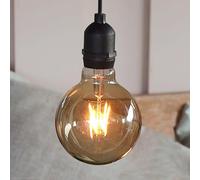 Hellum 150414 Pendant Light with Battery and Remote Control G95 Diameter 9.5 x 13.8 cm Gold Dimmable Bulb (4 x AA Batteries Not Included)