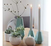 hellum 151848 LED Taper Candles with Timer Grey Grooved Candles with Remote Control Flickering Flame with Timer Function Battery Operated 24.5 x 2.2 cm <59 lm Pack of 2