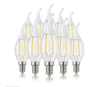 Hellum 207309 LED Light Bulb Gust of Wind Flame C35 LED Filament E14 Base Warm White 2700 K 2 W Clear Pack of 10