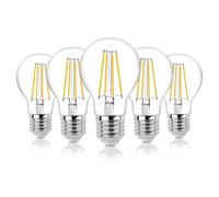 hellum 220100 LED Light Bulb E27 Dimmable 5 x 7 W Warm White LED Lamp with 806 Lumen and E27 Socket LED Filament, E27 Vintage LED Light Bulb Replaces 60 Watt Bulb, 2700 Kelvin Warm White Clear