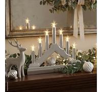 Hellum, 520934 LED Candle Light Arch Plastic Silver 7 Warm White LEDs 15 x 13 cm Indoor Battery Operated (3AA) Christmas Decoration