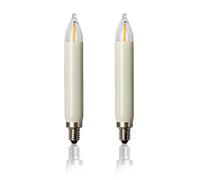 Hellum 904963 LED Filament Replacement Shaft Candle for Fairy Lights with 30 Burning Points, Indoor and Outdoor Lighting, Warm White, Ivory, E10 Base, 8 V, 0.5 W, Pack of 2