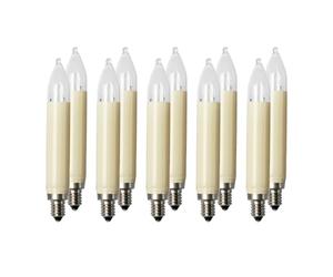Hellum 908015 Shaft Candle for 10 Burners / Indoor and Outdoor Lighting / Warm White / Ivory / E10 Base / 23 V / 3 W / Pack of 10