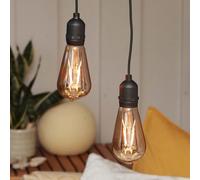 Hellum Hanging Lamp with Battery and Remote Control Outdoor Set of 2, Golden Bulb with Battery and Timer, ST64, Diameter 6.4 x 13.8 cm, Hanging Lamp for Outdoor Use with Remote Control, Decorative