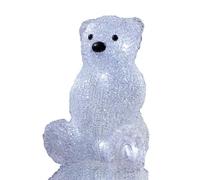 Hellum LED Acrylic Bear Transparent Christmas Decoration for Indoor Use, 10 LEDs, Battery Operated (3 x AA), 19 cm High, Polar Bear Bright White, Winter Decoration Indoor 575101