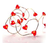 Hellum, LED Heart Fairy Lights, 20 red Hearts with red LEDs, Battery Operated (2AA not Included), for Valentines Day, Mothers Day, Birthday, Anniversary 570854