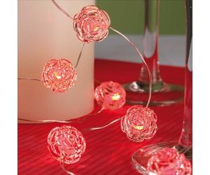 Hellum LED red Rose Fairy Lights, Valentine's Day Decoration, batteryoperated Lights with 20 LED for Indoors, Illuminated Length 3,80 m, Flexible Copper Wire red Rose String Lights for Indoor 300192