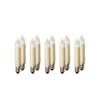 Hellum Replacement Bulbs for Light Arch, 10 Pieces, 16V, 3W, Small Shaft Candles for Candle Arch, Indoor/Outdoor Fairy Lights with 10 Burners, Ivory, Glass, E10