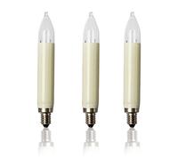 Hellum Replacement Bulbs for Light Chains and Candle Arches, Small Shaft Candles for Christmas Tree Fairy Lights for Indoor and Outdoor with 7 Burning Points, E10 / 34 V / 4 W / 22 lm, 3 pcs. 955019