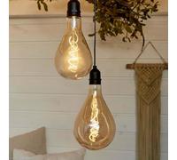 Hellum Set of 2 Vintage Hanging Lights, Pendant Light with Timer A130 Ø 13 x 27cm, Golden Light Bulb with Remote Control, dimmable Retro Hanging Light with Battery Decoration Wedding 151404