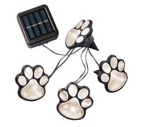 Hellum Solar Paws, Outdoor LED Paws with 4 Warm White LEDs, 240 cm Light Length, Solar cat Paws, Solar-Powered LED Garden Dog Paws, Black Cable, 523690