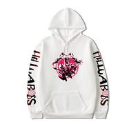 Helluva Boss Cartoon Graphic Hoodie - Casual Sweatshirt Fashion Loose Long Sleeve Pullover White