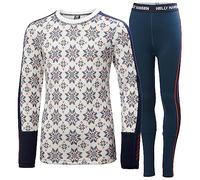 Helly Hansen Junior Unisex Jr Graphic LIFA Merino Set, Navy, 16
