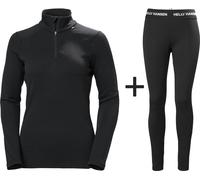 Helly Hansen Women's Helly Hansen LIFA Merino Warmest Half Zip Base Layer COMBO - Black - Medium