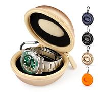 HELMDY Single Watch Storage Box: Portable Travel Watch Case and Watch Box Organizer 1 Slot for Men & Women - Fits all Wristwatches & Smart Watches up to 50mm（Golden-1 Piece）