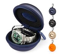HELMDY Watch Travel Case for Men & Women: Portable Single Watch Storage Box Travel Watch Case 1 Slot - Fits all Wristwatches & Smart Watches up to 50mm(Blue-1 Piece)