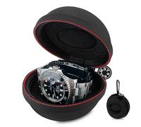 HELMDY Watch Travel Case Waterproof Single Box for Men & Women, Nylon Portable Watch Organizer Holder 1 Slot Women - Fits all Wristwatches & Smart Watches up to 50mm (Nylon Black-1 Piece)