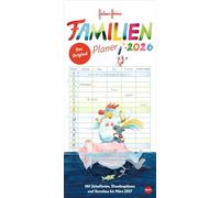 Helme Heine: Familienplaner 2026: Familienkalender mit 5 Spalten. Liebevoll illustrierter Familien-Wandkalender mit Schulferien und Stundenplänen.
